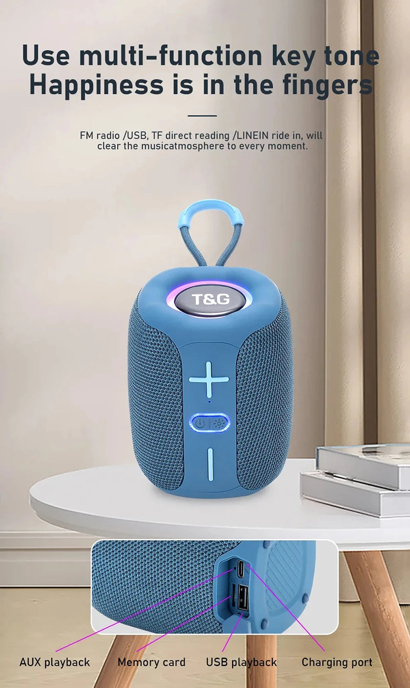 Coluna Bluetooth Portátil T&G TG658 – 8W | BT 5.3 | FM | TF Card