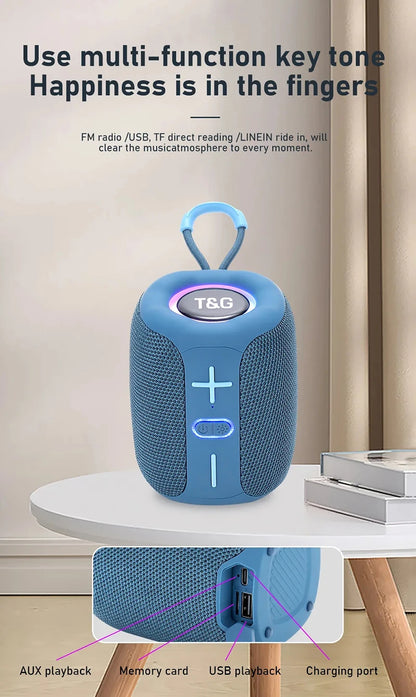 Coluna Bluetooth Portátil T&G TG658 – 8W | BT 5.3 | FM | TF Card