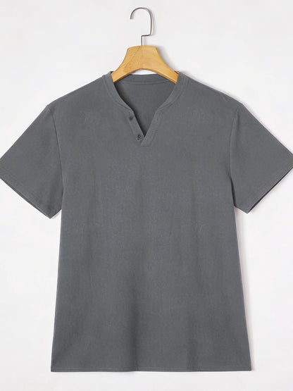 White Short-Sleeve Henley Shirt – Lightweight Summer Essential