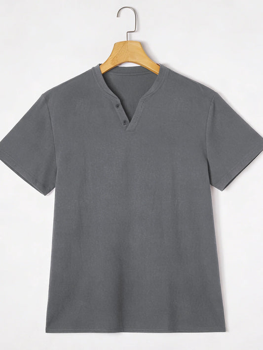 White Short-Sleeve Henley Shirt – Lightweight Summer Essential