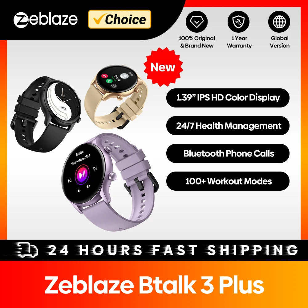 Smartwatch Zeblaze Btalk 3 Plus – Chamadas, Ecrã 1.39" HD, Fitness, Unissexo