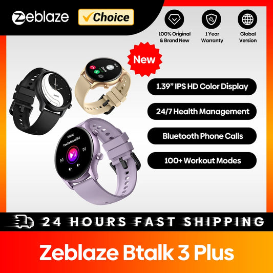 Smartwatch Zeblaze Btalk 3 Plus – Chamadas, Ecrã 1.39" HD, Fitness, Unissexo