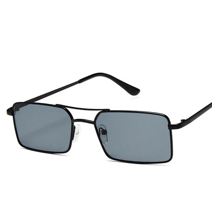 Óculos de Sol Quadrados Pequenos Vintage – Metal, Unissexo, Dupla Ponte