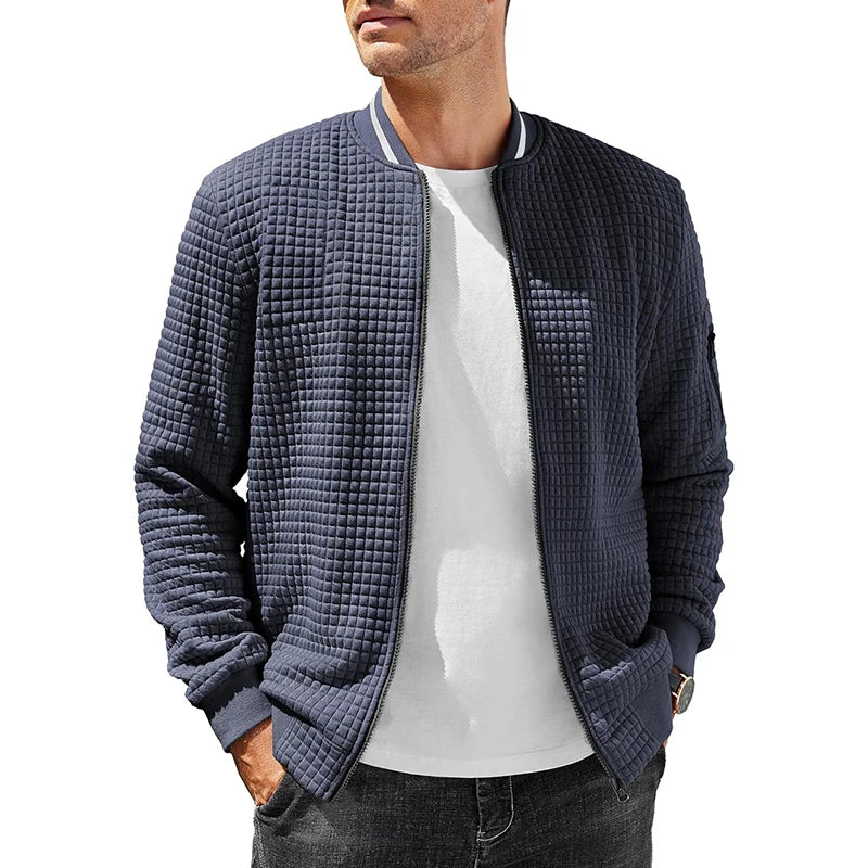 New Mens Casual Long Sleeve Jackets Color-Block Varsity Jacket Fashion Zipper Lightweight Coat with Pockets Autumn Streetwear