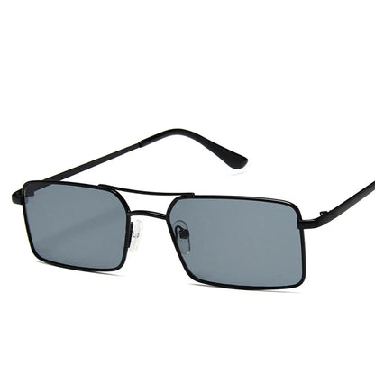 Óculos de Sol Quadrados Pequenos Vintage – Metal, Unissexo, Dupla Ponte