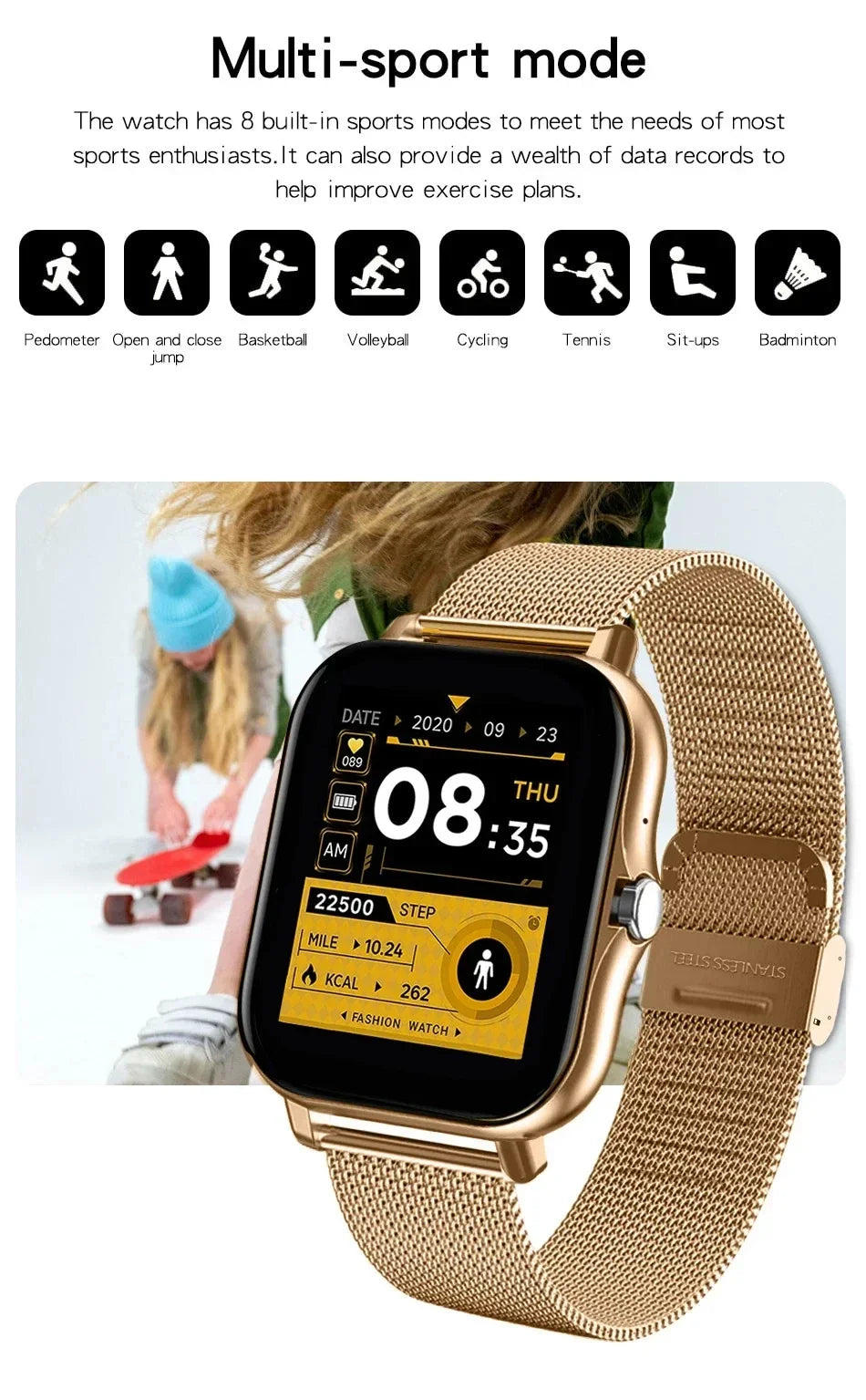 Smartwatch Lenovo – Ecrã Touch Completo, Chamadas BT, Fitness, Unissexo
