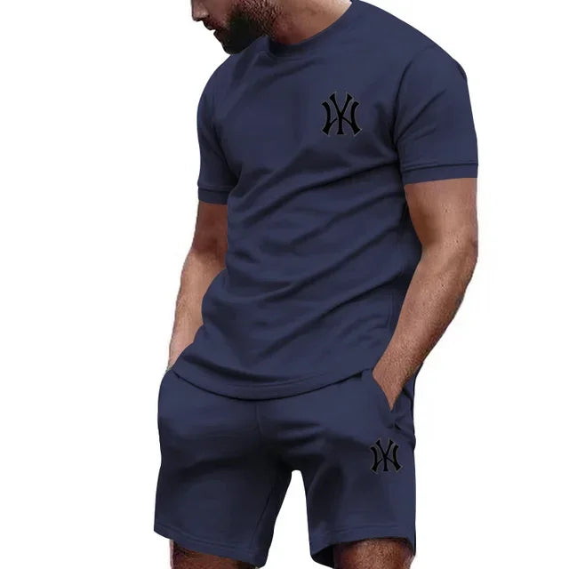 Conjunto Desportivo 2 Peças Masculino – T-shirt e Calções para Corrida e Fitness