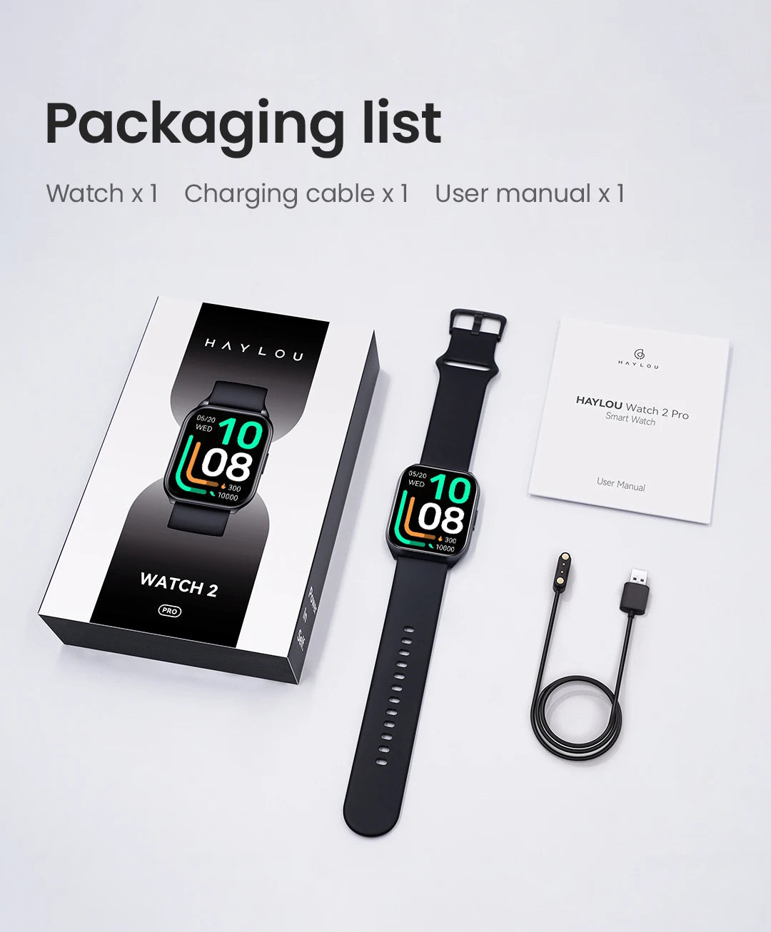 Smartwatch HAYLOU Watch 2 Pro – Ecrã 1.85", 100 Modos Desportivos, Freq. Cardíaca