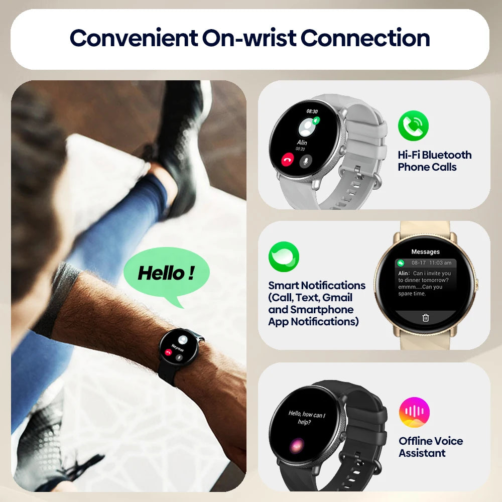 Smartwatch Zeblaze GTR 3 Pro – Chamadas, AMOLED 1.43", Aço 316L, Fitness
