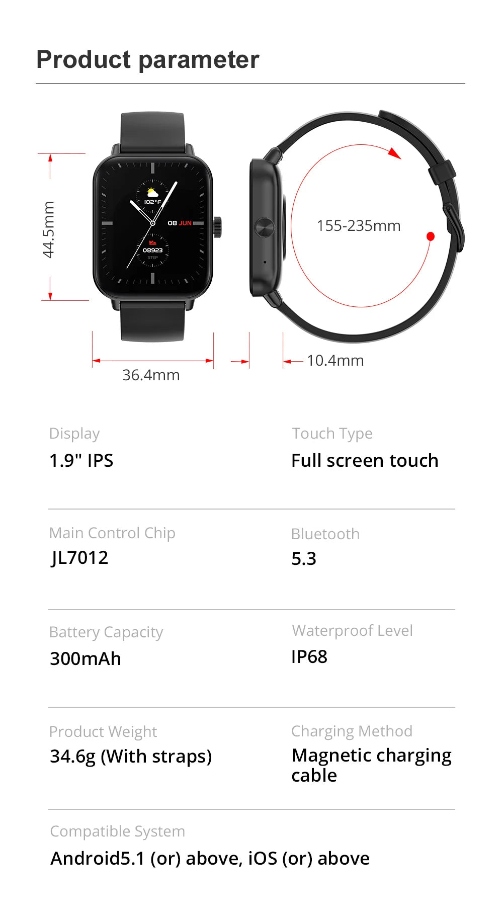 Smartwatch COLMI P81 – Chamadas, Ecrã 1.9", 100+ Desportos, Saúde 24h