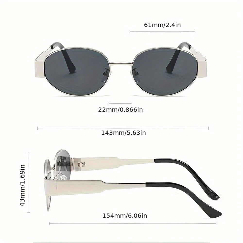 Pack 2 Óculos de Sol Redondos Punk Vintage – Armaoção Metal, Femininos
