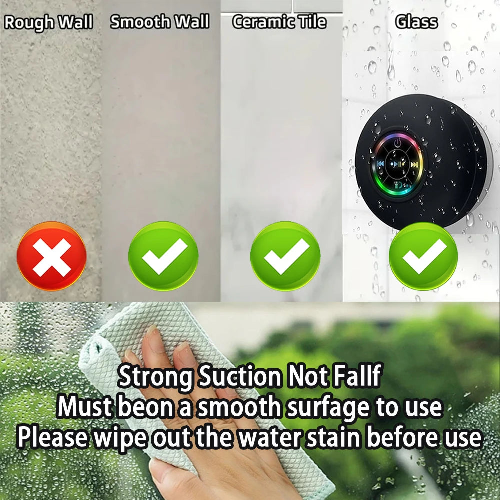 Coluna Bluetooth Sem Fios Portátil Luz LED Altifalante à Prova de Água IPX4 Coluna Para Exterior Casa de Banho
