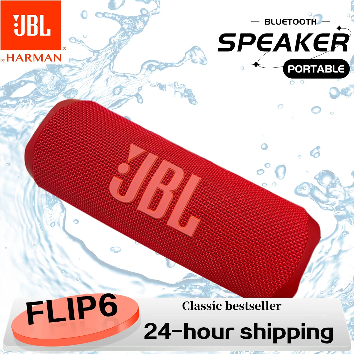 Coluna JBL Flip 6 Portátil Bluetooth – À Prova de Água, Som Potente