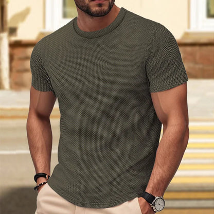 T-shirt Masculina Slim Fit Textura Piqué — Verde Militar, Azul, Branco e Preto