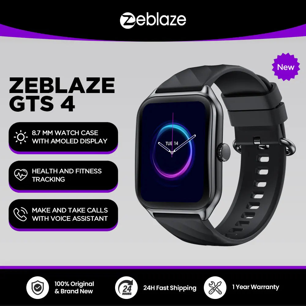 Smartwatch Zeblaze GTS 4 – Chamadas, AMOLED 1.94", 100+ Desportos, Saúde