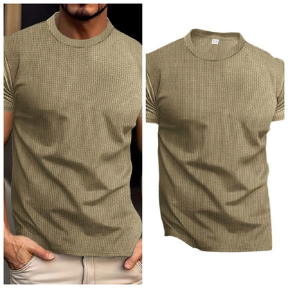 T-shirt Masculina Slim Fit Textura Piqué — Verde Militar, Azul, Branco e Preto