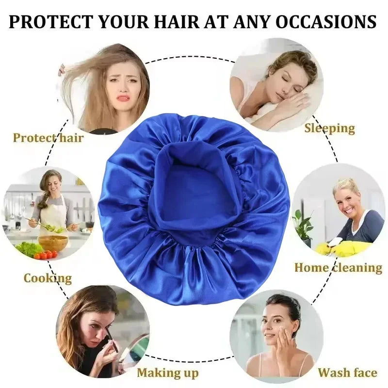 Touca de Cetim Grande para Cabelo Longo – Proteção Noturna