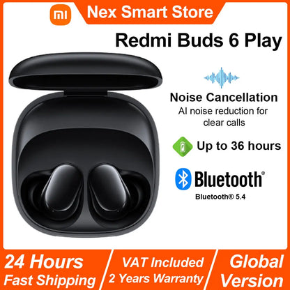 Auriculares Xiaomi Redmi Buds 6 Play – Redução de Ruído IA, Touch, BT 5.4