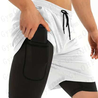 LONSDALE Men's Pattern Printed Fitness Shorts Double Layer 2-in-1 Fast Drying Fitness Outdoor Leisure Training Sports Shorts