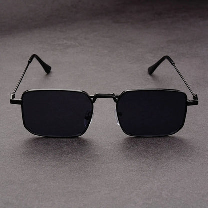 Óculos de Sol Retangulares Vintage em Metal – Unissexo, Luxo, Condução