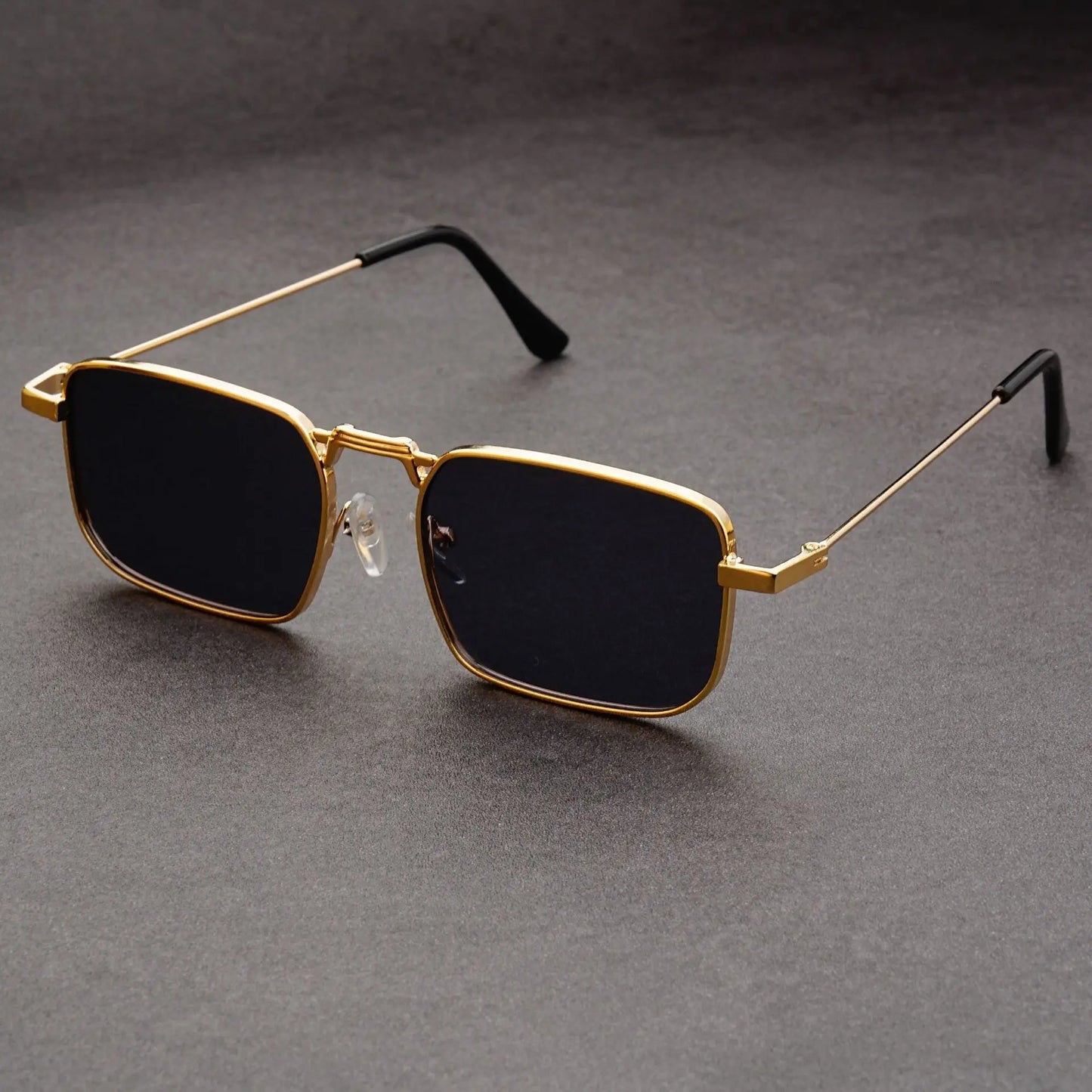 Óculos de Sol Retangulares Vintage em Metal – Unissexo, Luxo, Condução
