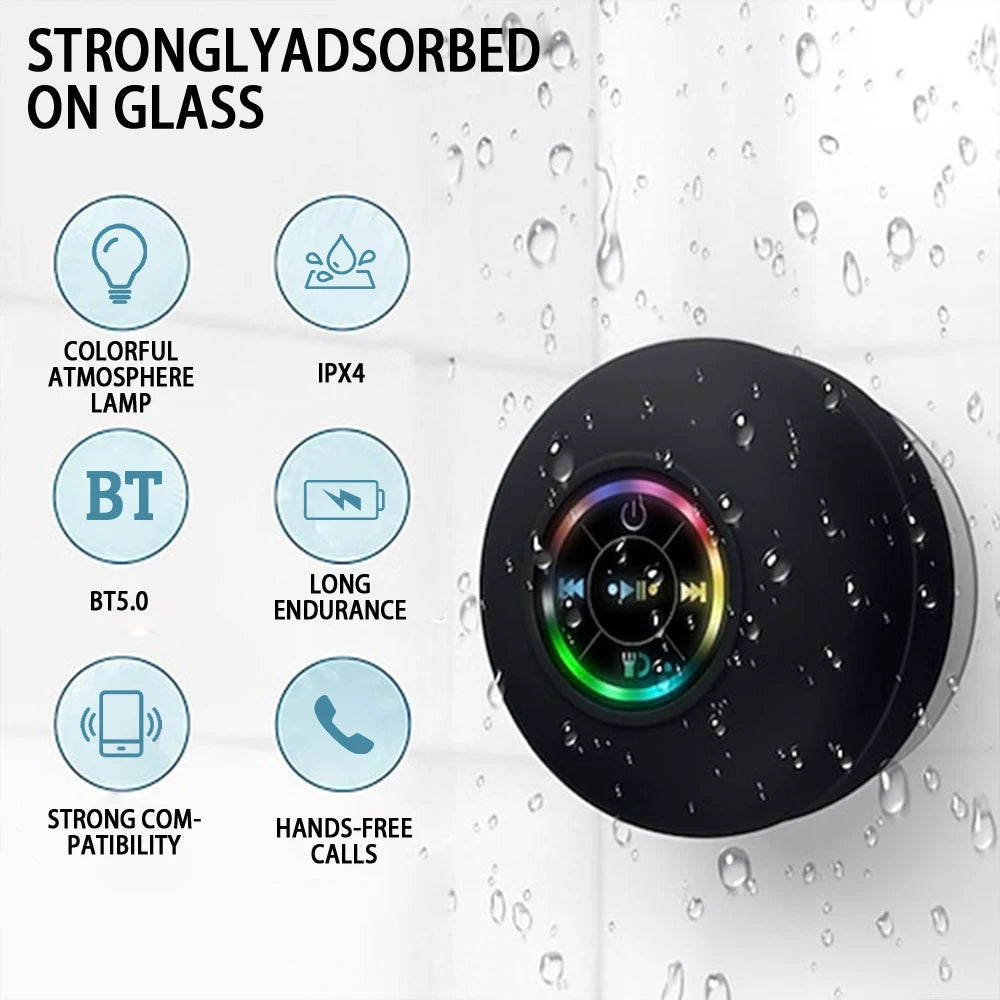 Coluna Bluetooth Sem Fios Portátil Luz LED Altifalante à Prova de Água IPX4 Coluna Para Exterior Casa de Banho
