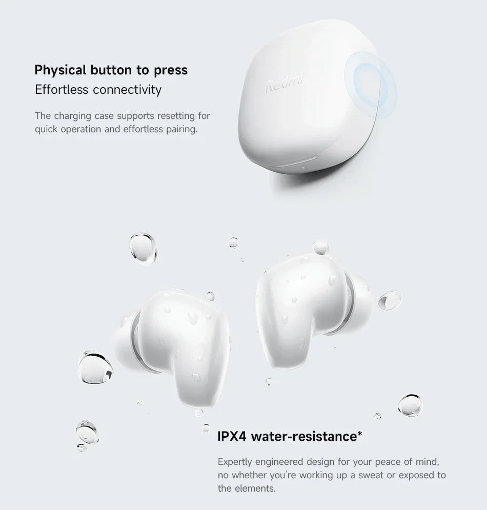 Auriculares Xiaomi Redmi Buds 6 Play – Cancelamento de Ruído IA, 36h Bateria