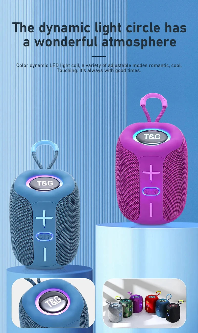 Coluna Bluetooth Portátil T&G TG658 – 8W | BT 5.3 | FM | TF Card