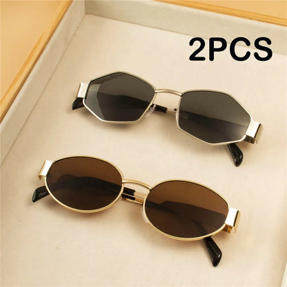 Pack 2 Óculos de Sol Redondos Punk Vintage – Armaoção Metal, Femininos