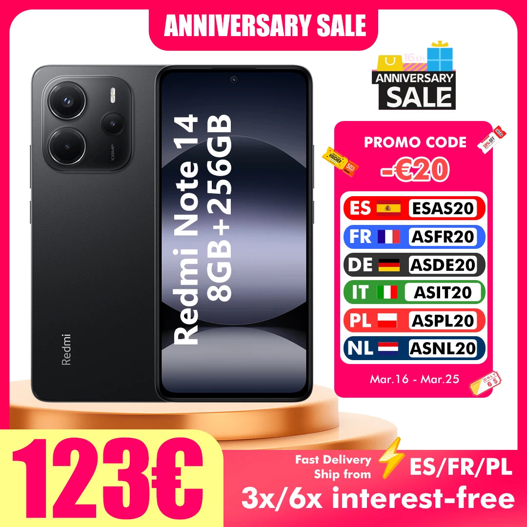 Smartphone Xiaomi Redmi Note 14 – NFC, Global, 6GB/8GB RAM, 128GB/256GB