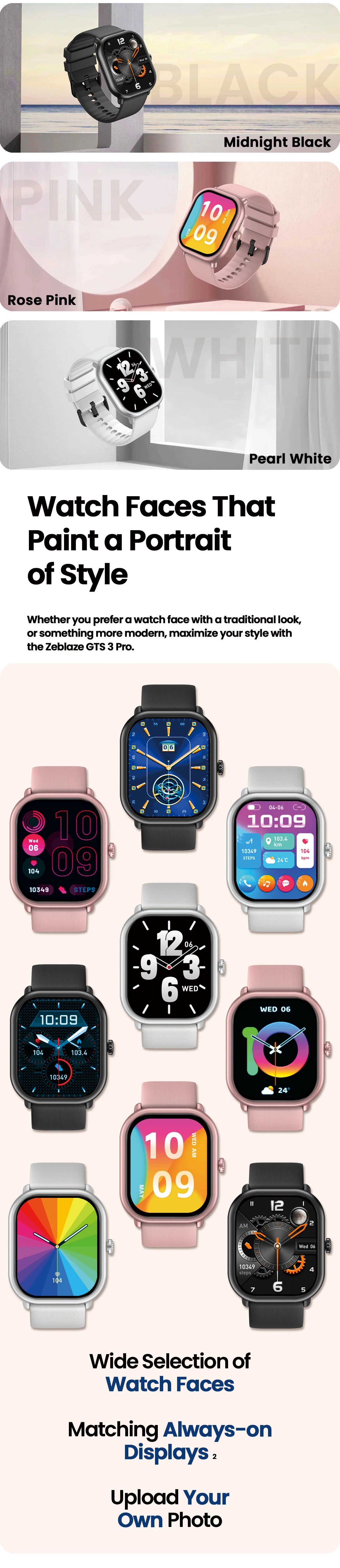 Smartwatch Zeblaze GTS 3 Pro – Chamadas, AMOLED Grande, Saúde e Fitness