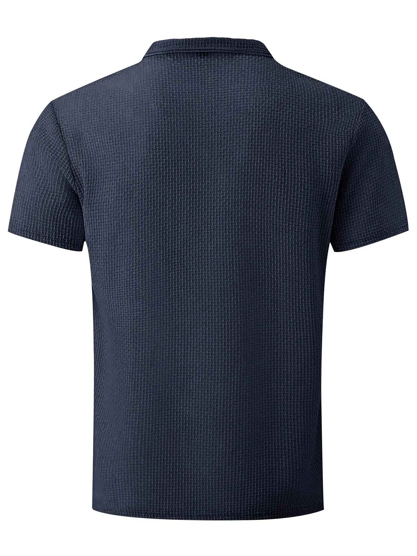 T-shirt Masculina Slim Fit Textura Piqué — Verde Militar, Azul, Branco e Preto