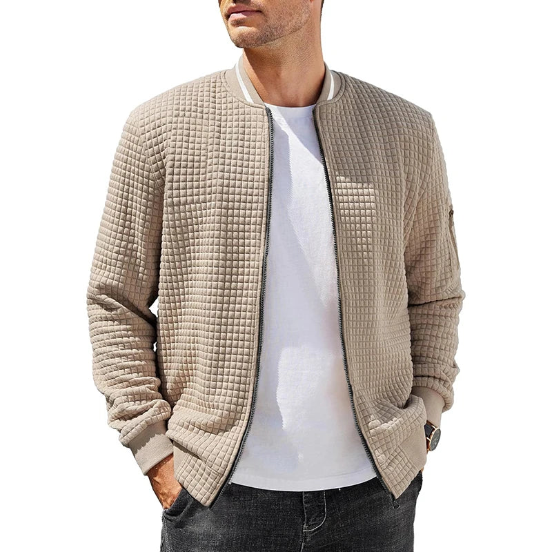 New Mens Casual Long Sleeve Jackets Color-Block Varsity Jacket Fashion Zipper Lightweight Coat with Pockets Autumn Streetwear