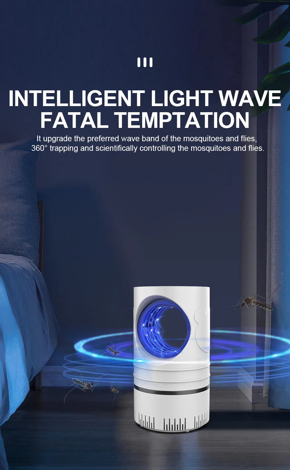 Armadilha Elétrica para Mosquitos e Insetos com Luz LED – USB
