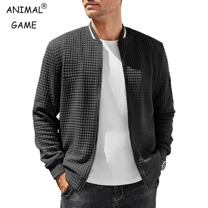 New Mens Casual Long Sleeve Jackets Color-Block Varsity Jacket Fashion Zipper Lightweight Coat with Pockets Autumn Streetwear