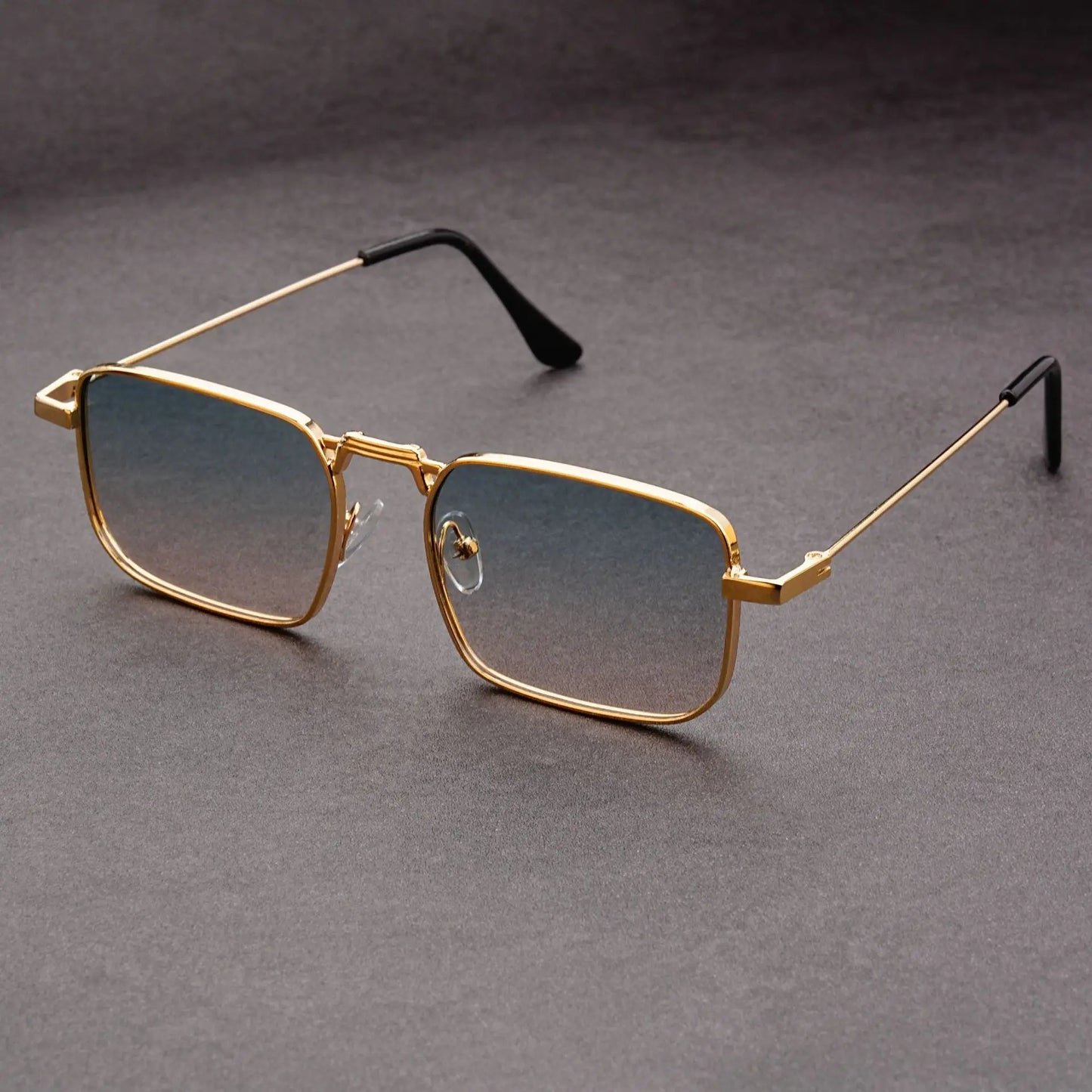 Óculos de Sol Retangulares Vintage em Metal – Unissexo, Luxo, Condução