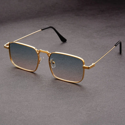 Óculos de Sol Retangulares Vintage em Metal – Unissexo, Luxo, Condução