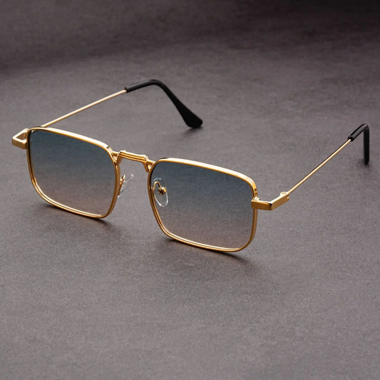 Óculos de Sol Retangulares Vintage em Metal – Unissexo, Luxo, Condução