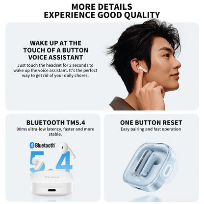 Auriculares Xiaomi Redmi Buds 6 Vitality Edition – BT 5.4, 30h, 5 Modos de Som