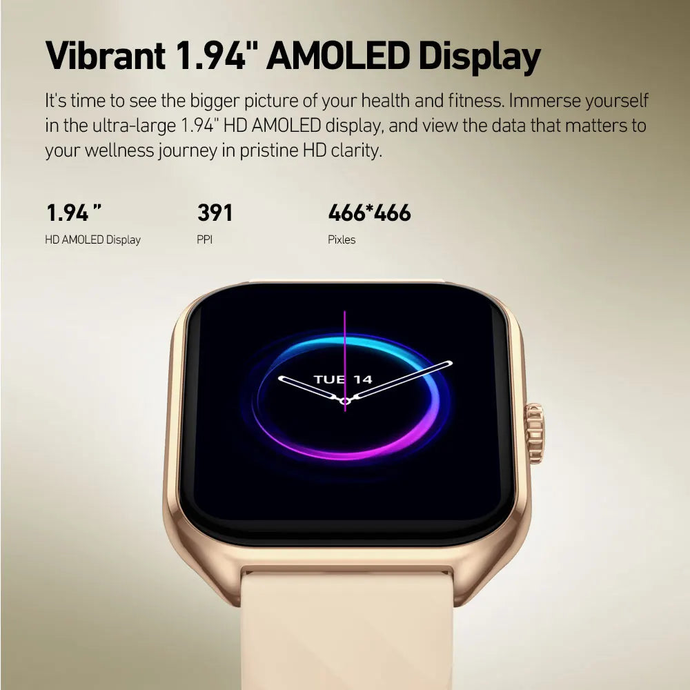 Smartwatch Zeblaze GTS 4 – Chamadas, AMOLED 1.94", 100+ Desportos, Saúde