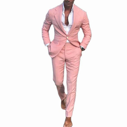 Blazer Pants Set Pink Men's Suits for Wedding 2025 Groom Tuxedo Slim Fit Best Man Formal Party Male Suit 2 Piece Costume Homme