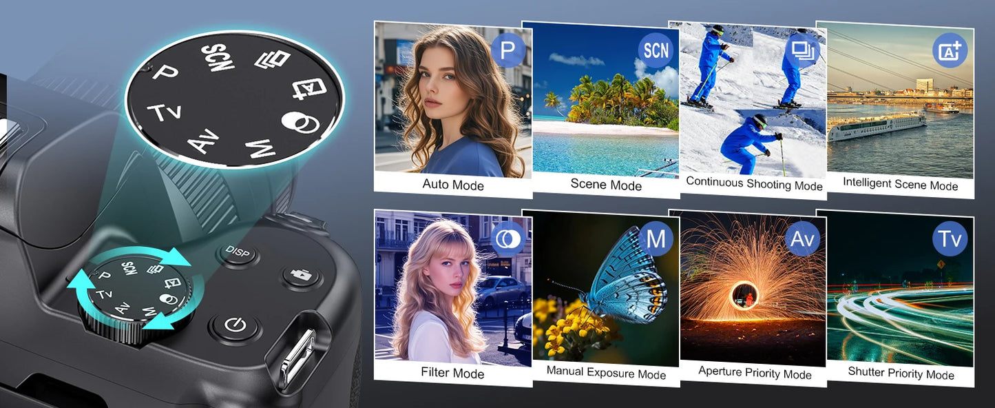 Câmara Digital 4K 72MP – 12x Zoom Ótico, WiFi, Flash, Autofocus, YouTube