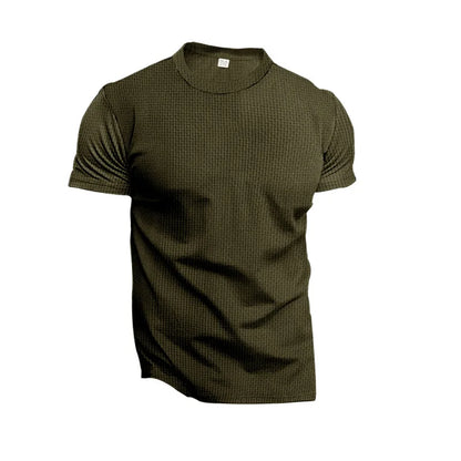 T-shirt Masculina Slim Fit Textura Piqué — Verde Militar, Azul, Branco e Preto