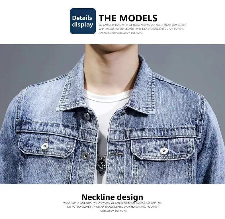 New Men's Short Denim Jacket Casual Style Ripped Jeans Cotton Material Spring Autumn Wear Resistant And Comfortable Fit