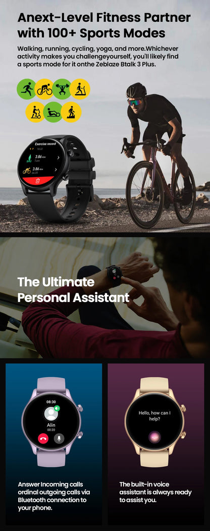 Smartwatch Zeblaze Btalk 3 Plus – Chamadas, Ecrã 1.39" HD, Fitness, Unissexo