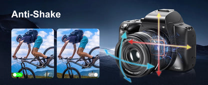 Câmara Digital 4K 72MP – 12x Zoom Ótico, WiFi, Flash, Autofocus, YouTube