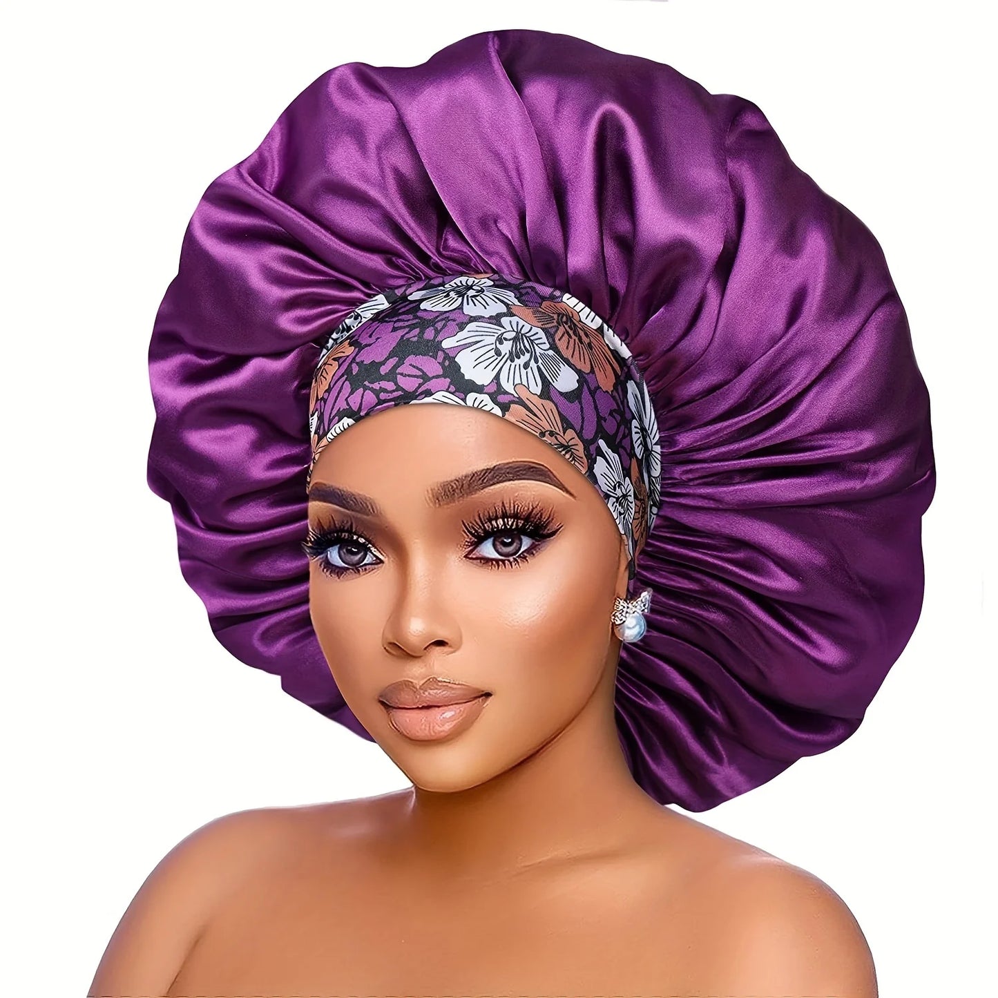 Touca de Cetim com Estampa Floral para Mulher – Conforto Noturno