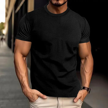 T-shirt Masculina Slim Fit Textura Piqué — Verde Militar, Azul, Branco e Preto