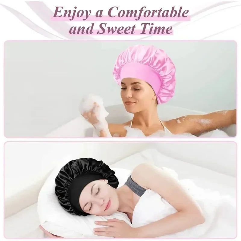 Touca de Cetim Grande para Cabelo Longo – Proteção Noturna