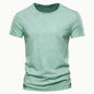 AIOPESON100% Cotton Men T-shirt V-neck Fashion Design Slim Fit Soild T-shirts Male Tops Tees Short Sleeve T Shirt O-neck For Men